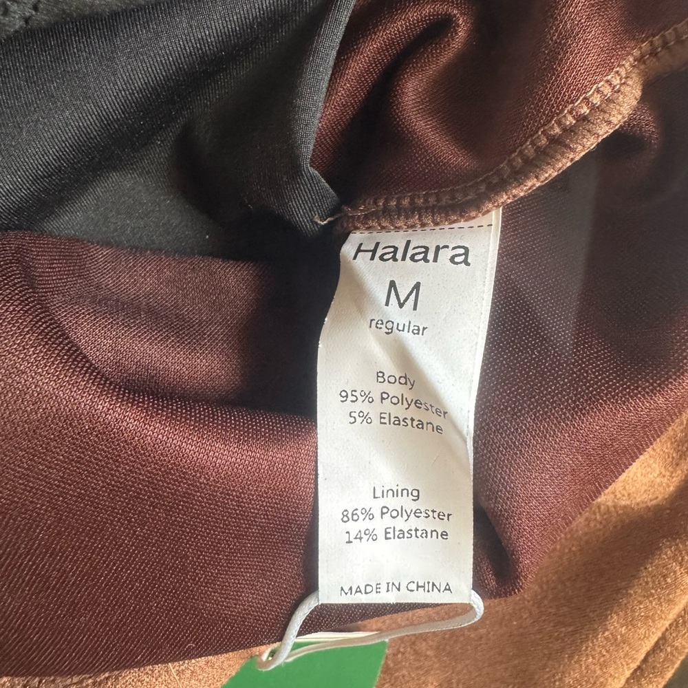NWT Halara High Waisted 2-in-1 A Line Faux Suede Mini Skirt Skort Brown - Picture 7 of 9